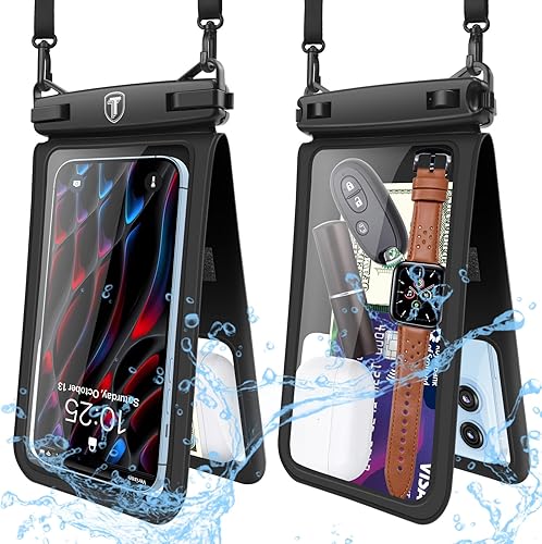 Tekcoo - Funda impermeable desmontable doble espacio para teléfono IPX8, bolsa seca para iPhone 171615141312Pro MaxAirProXrXsSE, Galaxy
