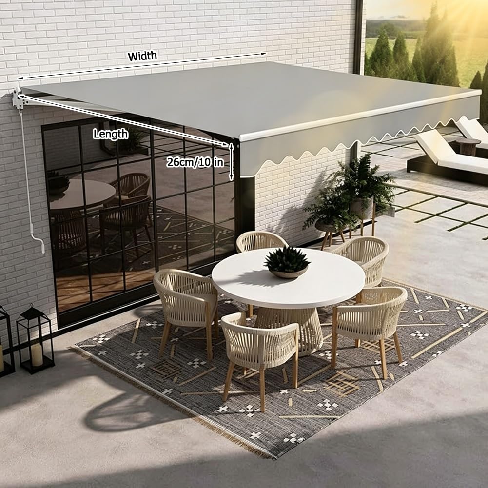 Chowana tkanina ning z falbaną, 280 g poliestrowe płótno Sune do ogrodu i patio (250 x 200 cm) - wysoka jakość, ochrona przed promieniowaniem UV, łatwa w montażu