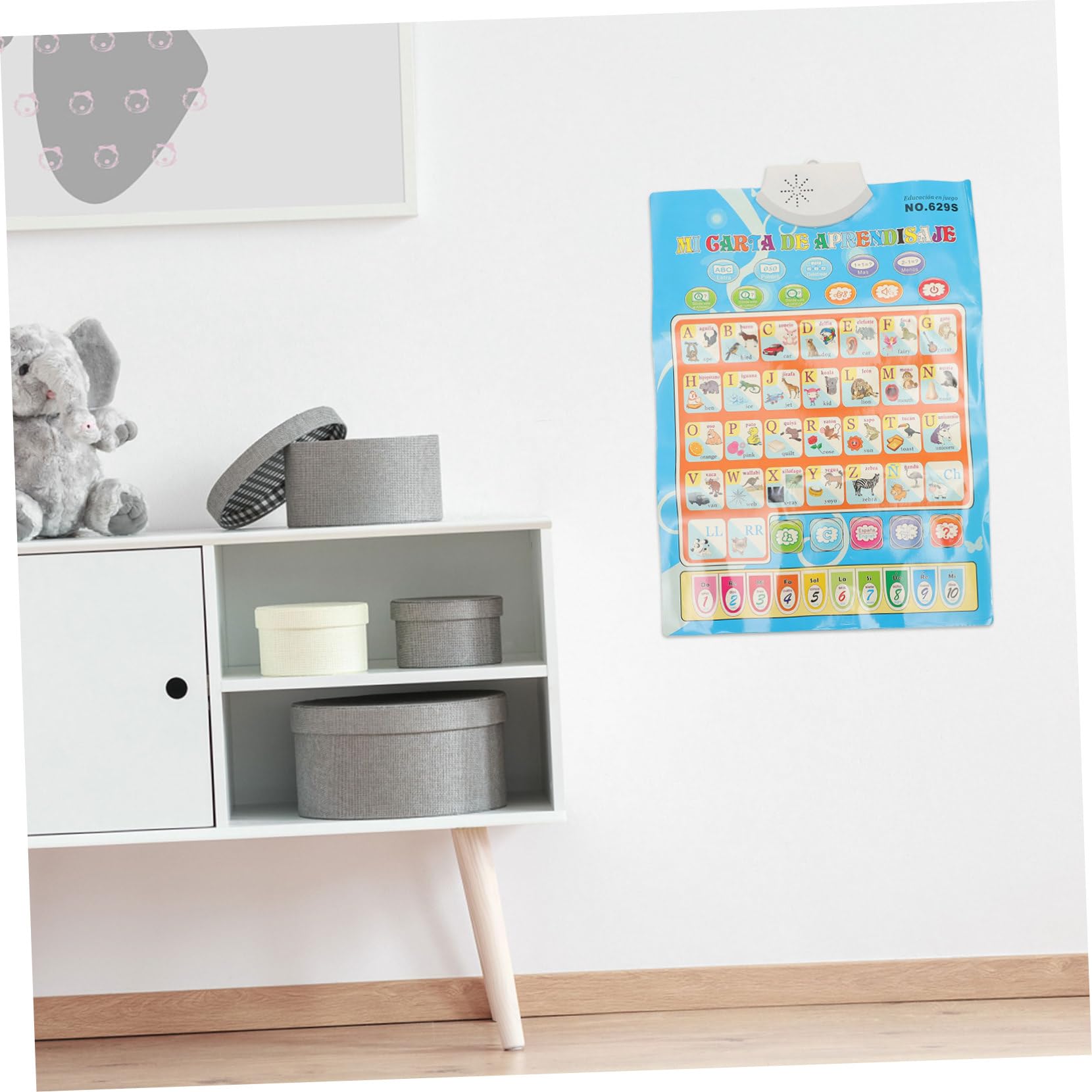 KOMBIUDA Póster Parlante Bilingüe en Español E Inglés para Niños, Juguete Educativo Electrónico sin Batería, Plástico Resistente y Reproducción de Sonido, Adecuado para Habitación