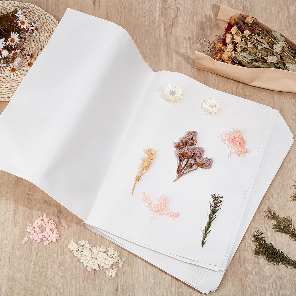 BENECREAT 100 Stück Blumenpresspapier Löschpapier Für Herbarium Bastelarbeiten, 42x60cm Löschpapier Für Herbarium Und Blumenpresse