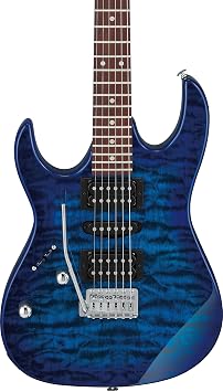 Ibanez GRX70QAL RG Gio Electric Guitar, Left Handed - Transparent Blue Burst Bundle with Amplifier, Gig Bag, Tuner, Cable, Picks, Austin Bazaar Instructional DVD, and Polishing Cloth