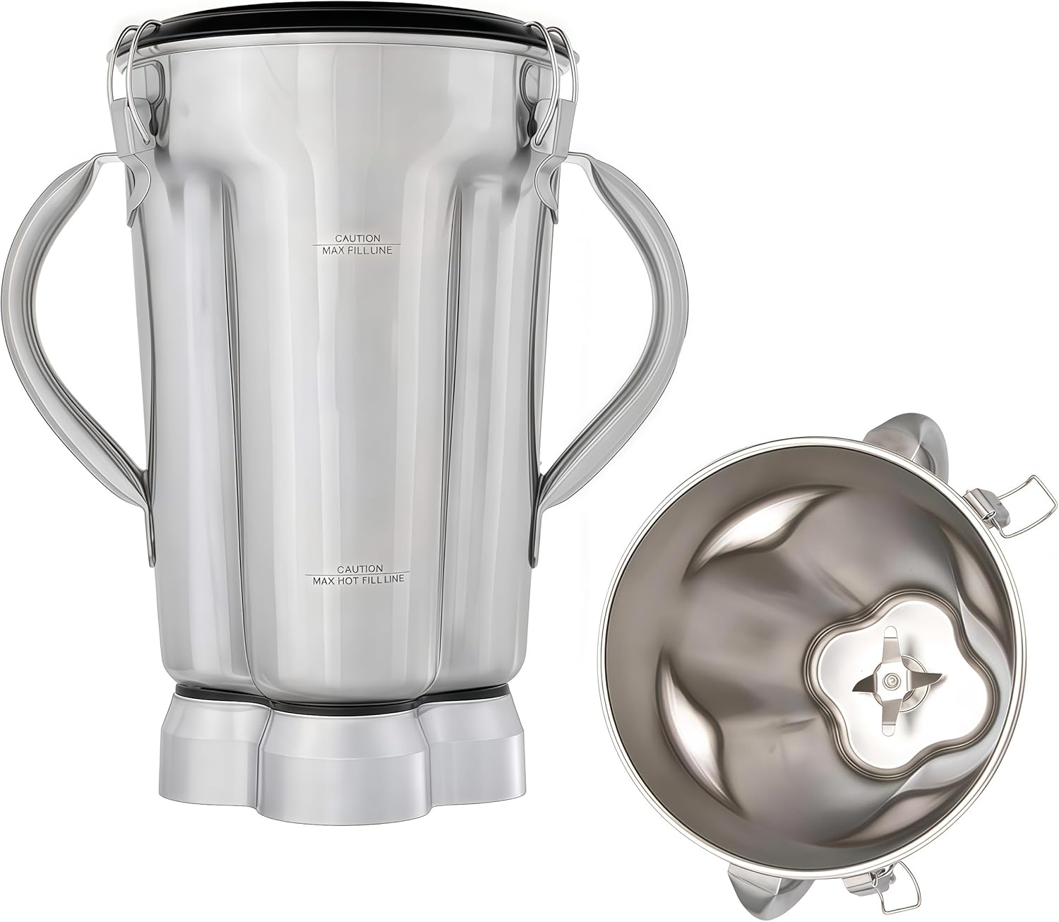 CAC72 1 Gallon Stainless Steel 2-Handle Container with Blade Compatible with Waring CB15 Series Commercial Blender