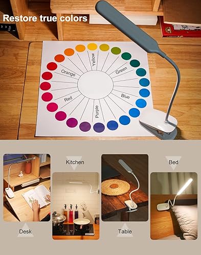 Miniatura 5 de Lámpara de escritorio, lámpara de mesa de 1500 mAh lámpara de lectura regulable con abrazadera y puerto de carga tipo C, luz de escritorio