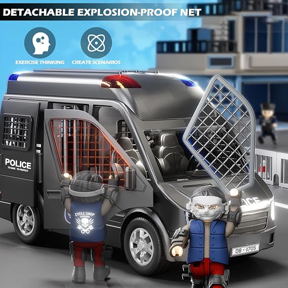 Doloowee Police Car Toy Truck for Kids 3-8, Large Toy Cars with Lights & Sounds, Emergency Vehicle Toddler Toys, Law Enforcement Role Playset, Play & Learn Toddler Toys Ages 3 4 5 6 7 8 9 10 11 12