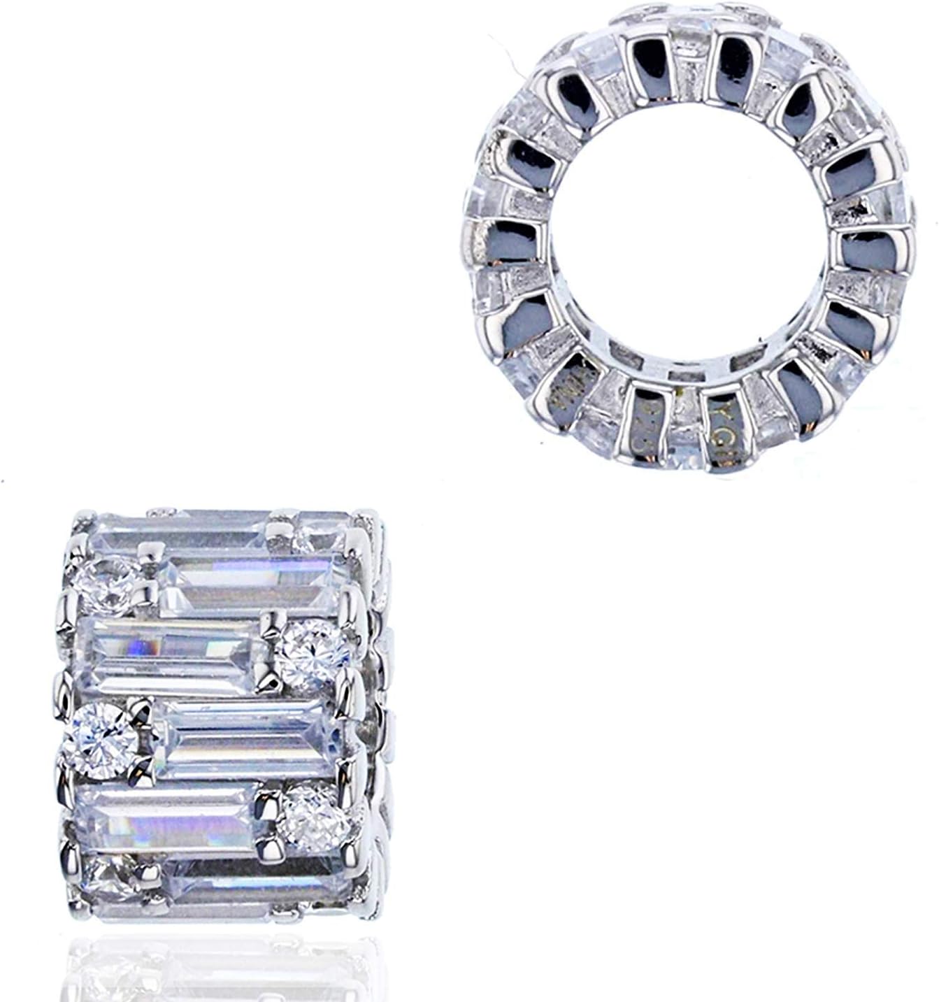 DECADENCE Sterling Silver Rhodium Baguette & Round Cubic Zirconia Ring Pendant