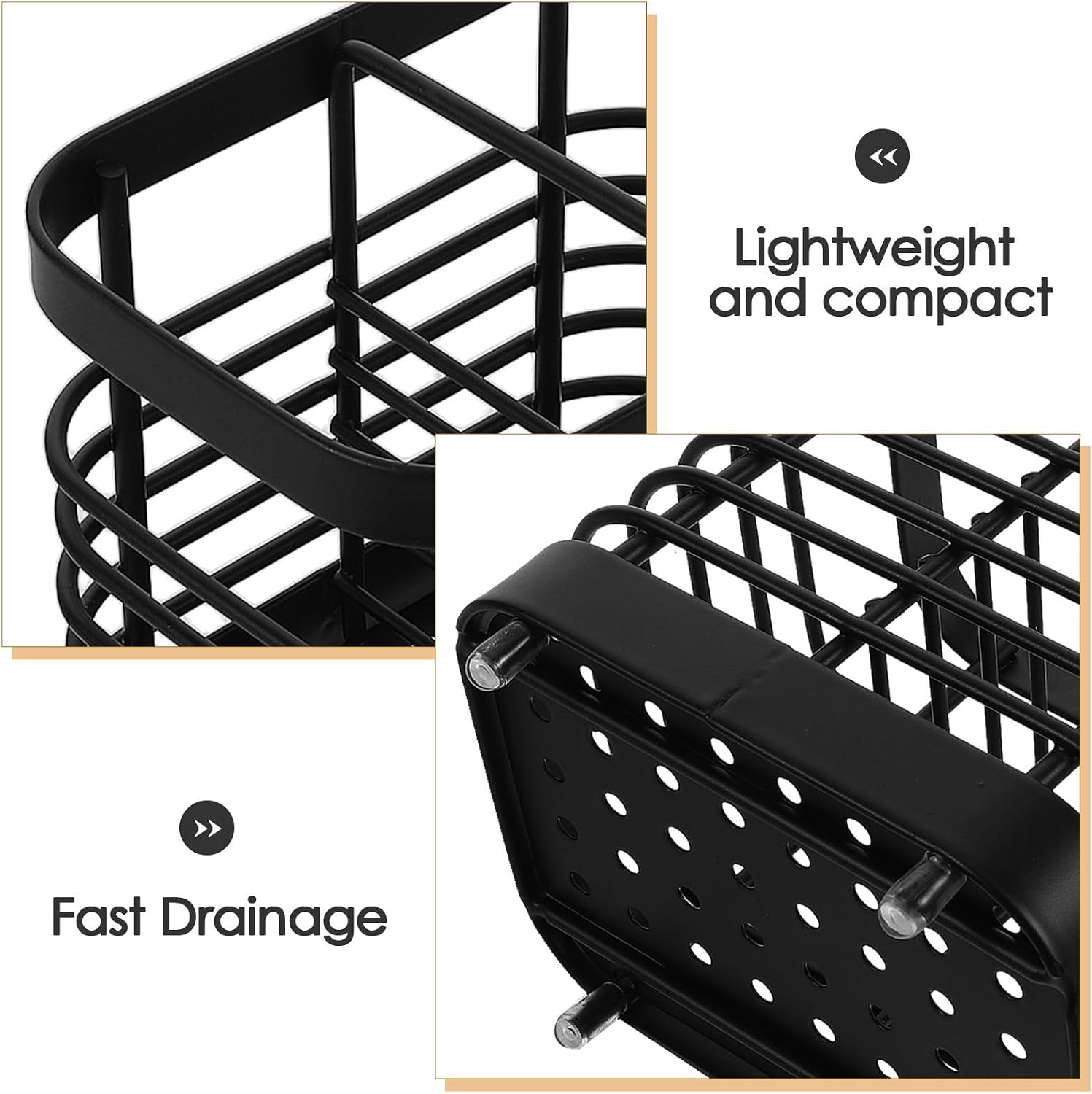 Stainless Steel Chopstick Holder Drying Rack with 2 Divided Compartments Lightweight and Easy Cleaning Utensil Organizer for Family Dinners and Outdoors in Black