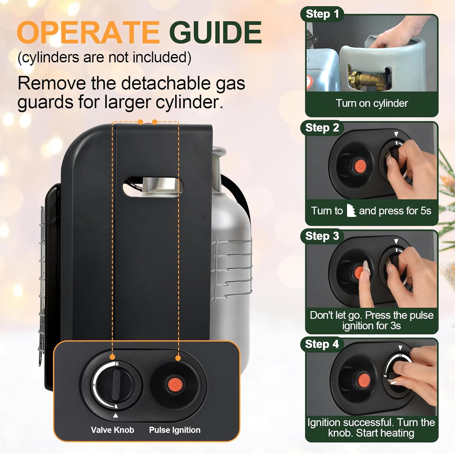 OKF Propane Heater, 6000 to 18000 BTU 3 Modes Indoor Propane Heater with ODS & Tip-over Protection, Outdoor Heaters with Gas Regulator & Hose Heat up to 450 Sq.Ft, for Garage, Camping, Patio, Shop