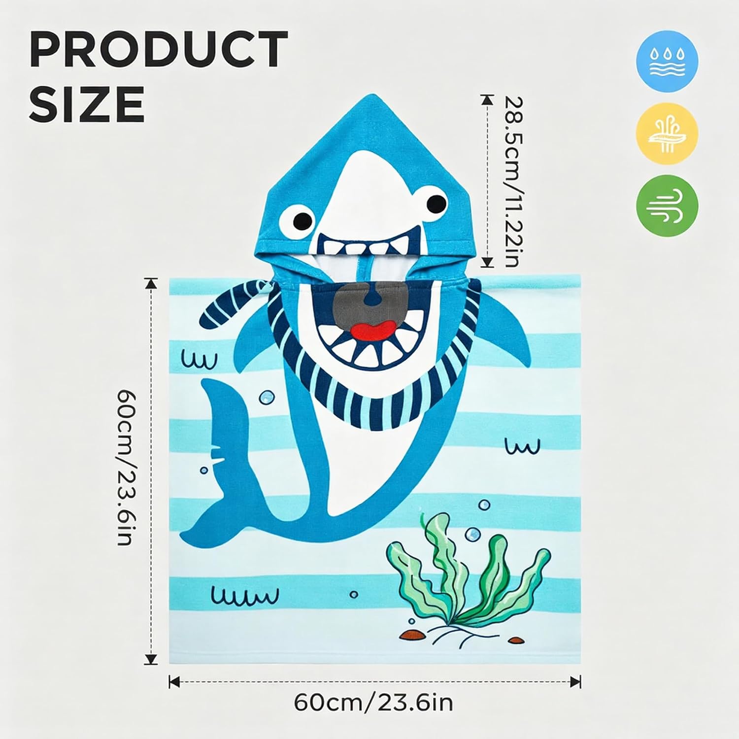 OLAOLA Hooded Beach Towels Soft & Absorbent Towel Ponchos Kids Ages 2-6