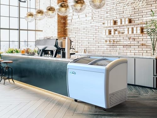 Vista 15 de KoolMore - Vitrina comercial para congelador de helados MCF-6C, congelador superior de vidrio con 2 cestas de almacenamiento y tapa deslizante
