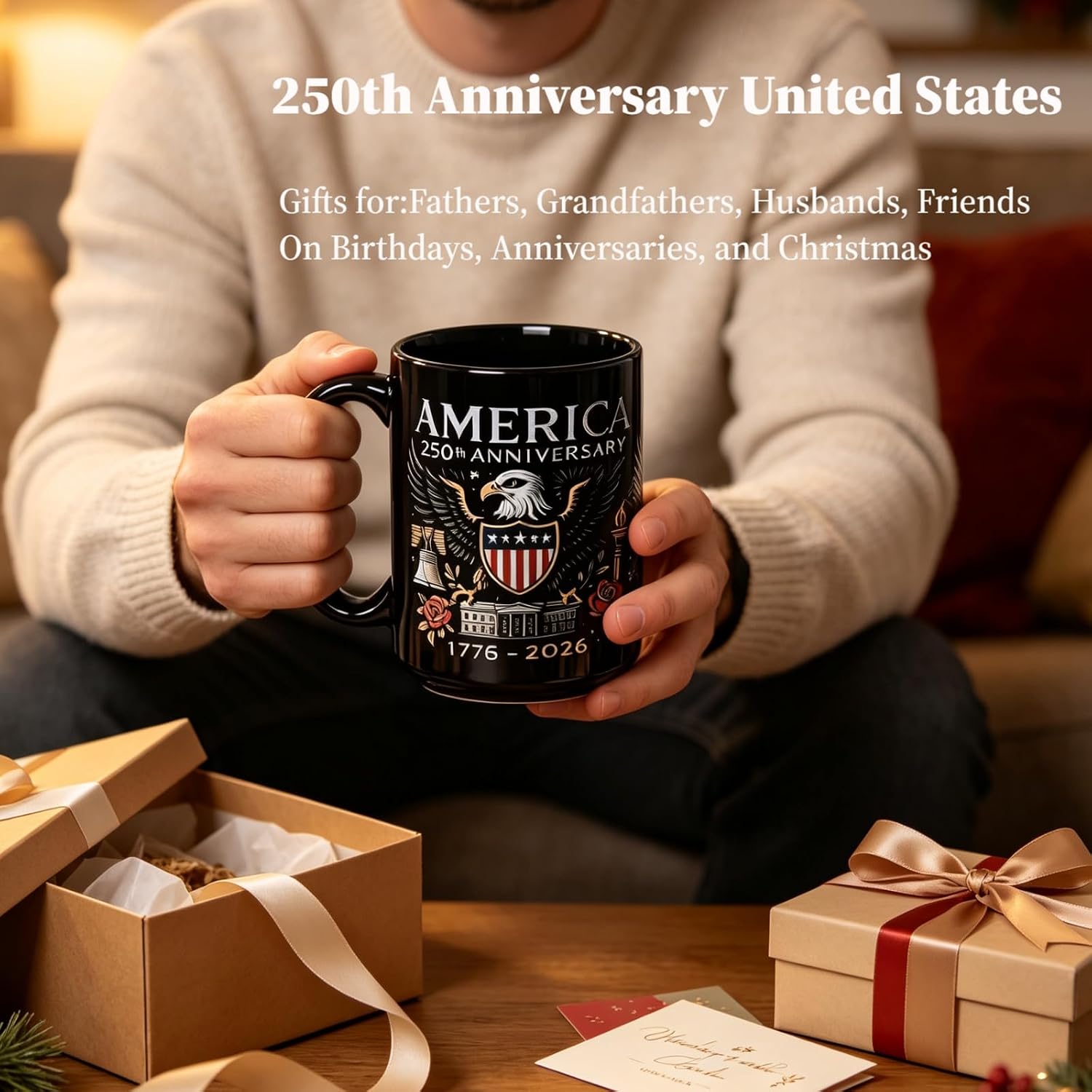 250th Anniversary Coffee Mug,1776-2026 Vintage Patriotic Design