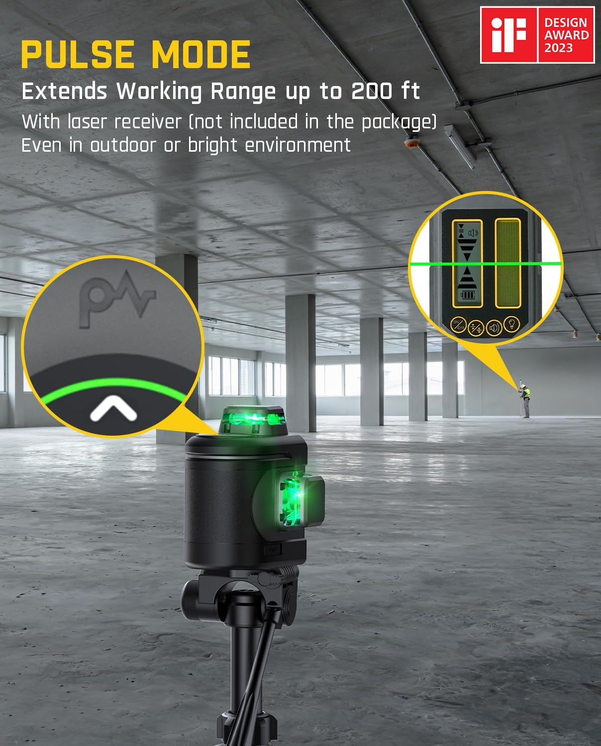 Fanttik D12 PRO Laser Level 3 x 360°, Self-Leveling Cross Line Laser with LED Screen, 3D Green Cross Line, 5200 mAh Battery Rechargeable, Pulse Mode, Magnetic Support