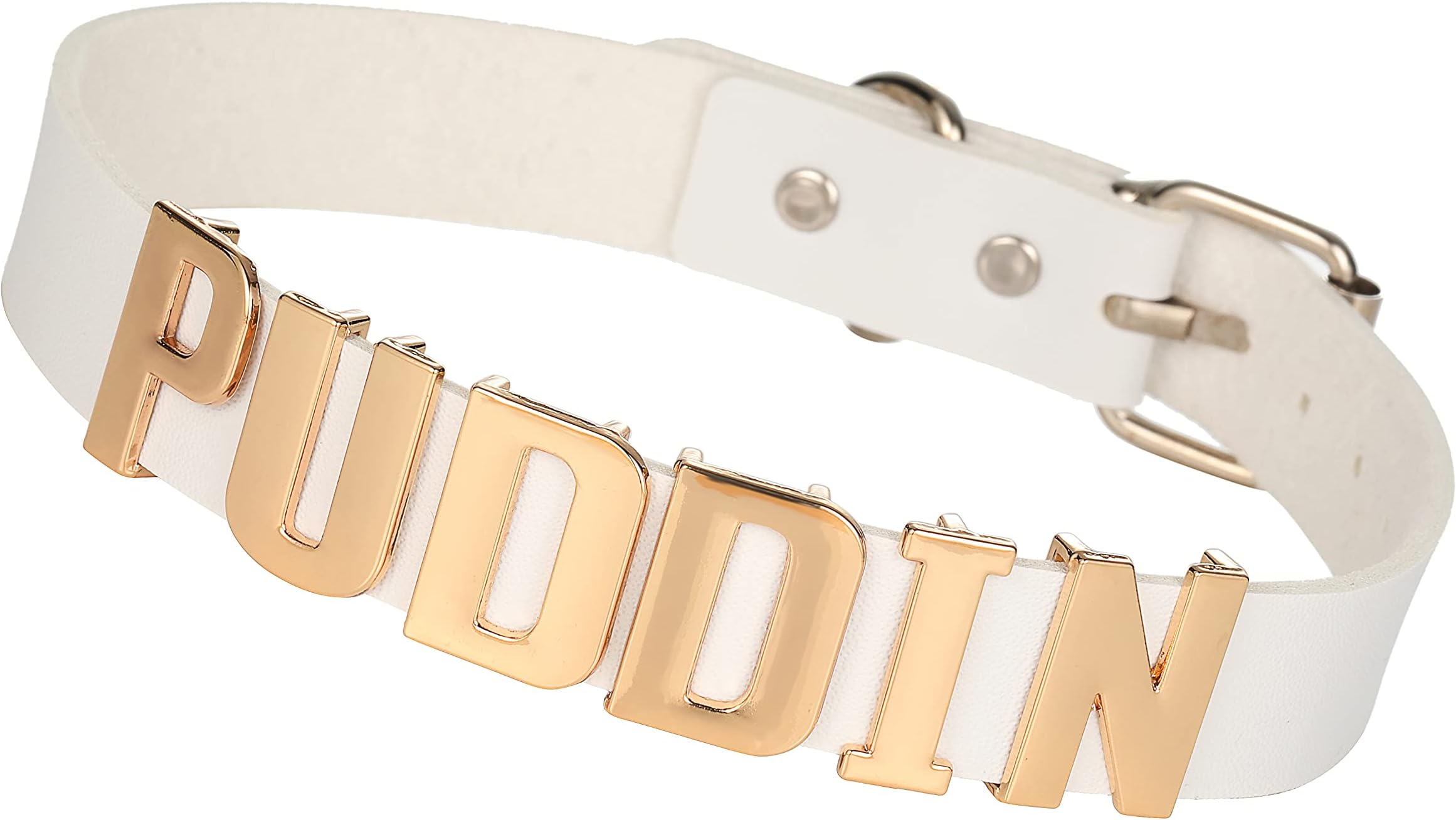 Personalized Adjustable High Neck Belt Gold Puddin Choker Necklace Collar for Women Cosplay Games