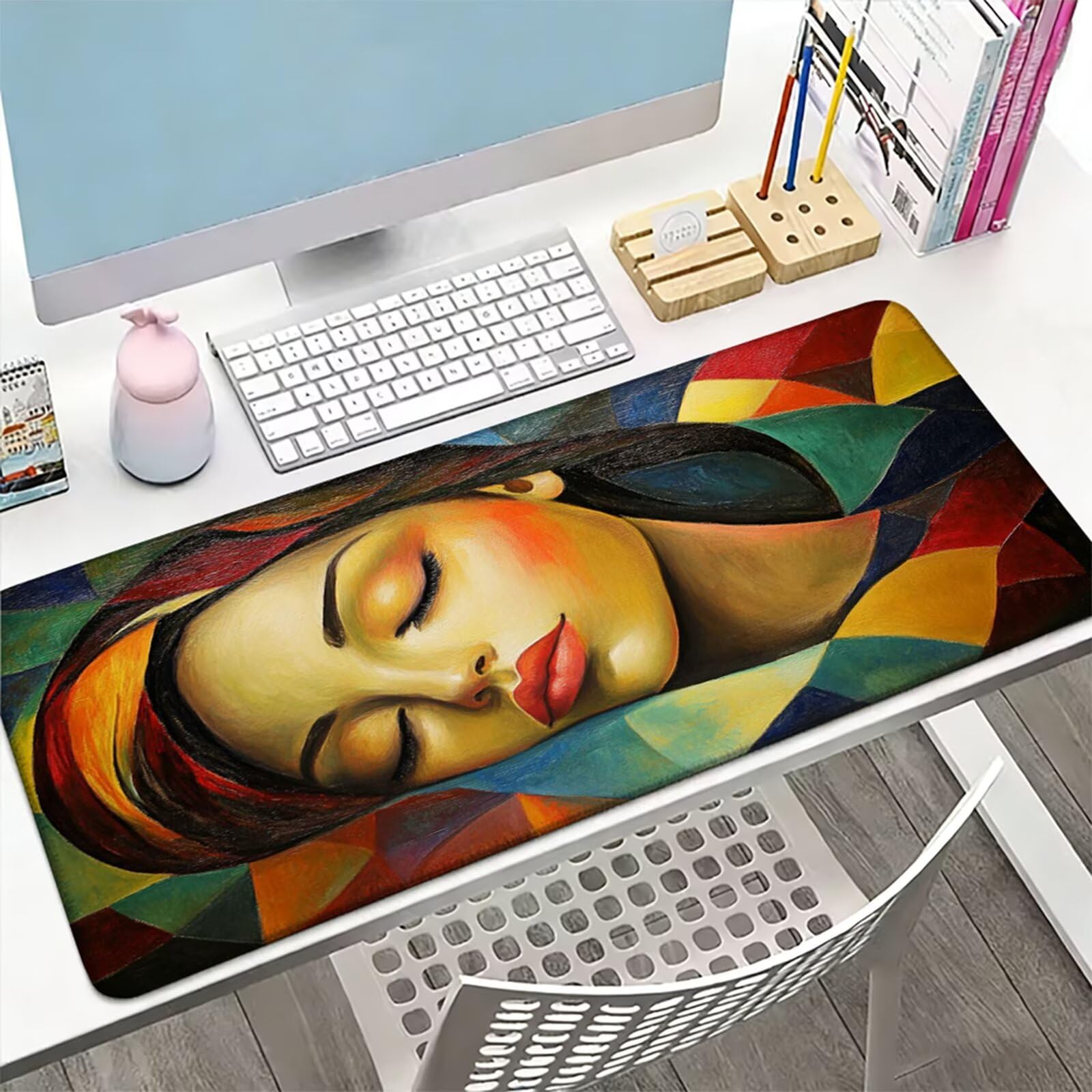 Podkładka pod mysz XXL 1200 x 600 x 3 MM, kolorowa duża podkładka pod mysz z wodoodporną i antypoślizgową gumą dla kobiet pod ręką zszyte krawędzie, poprawia precyzję i szybkość dla gracza W-164