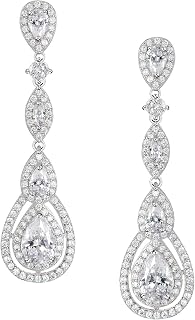 Crystal Wedding Bridal Earrings for Brides Bridesmaid, Long Rhinestone Chandelier Drop Dangle Earrings for Women, Prom Bridal Wedding Jewelry