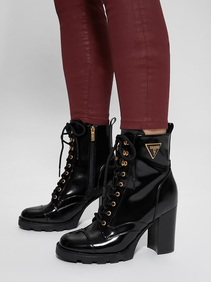 お値下げ！GUESS ブラックヒールブーツ ゴールドジッパー付き Amazon.com: Guess Women's Neadyn Ankle Boot : GUESS: Clothing