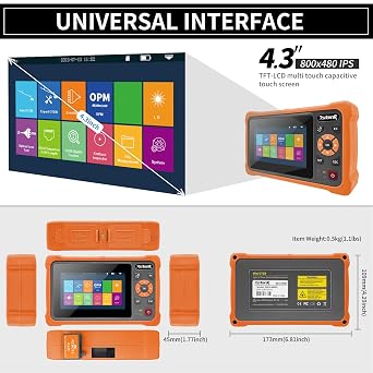 Rsrteng OTDR Fiber Optic Tester 1610nm 22dB Test Rang 500m-100Km Live Fiber Test Support LS OPM OLS Event Map RJ45 Test 8GB TF Card Analysis Software Connectors with UPC/FC SC LC ST SC/UPC-SC/APC