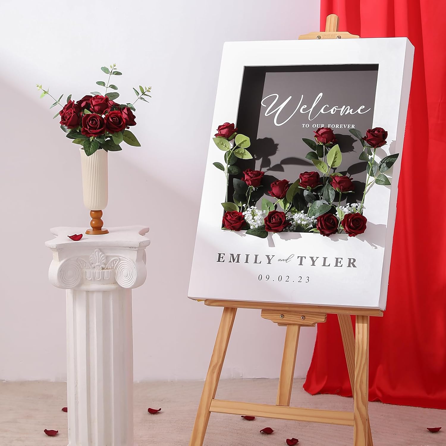 Hawesome 12PCS Artificial Flowers Fake Roses, Realistic Velvet Long Stem Red Roses Bouquet for Wedding Centerpiece Home Decor Party & Valentines (Wine)