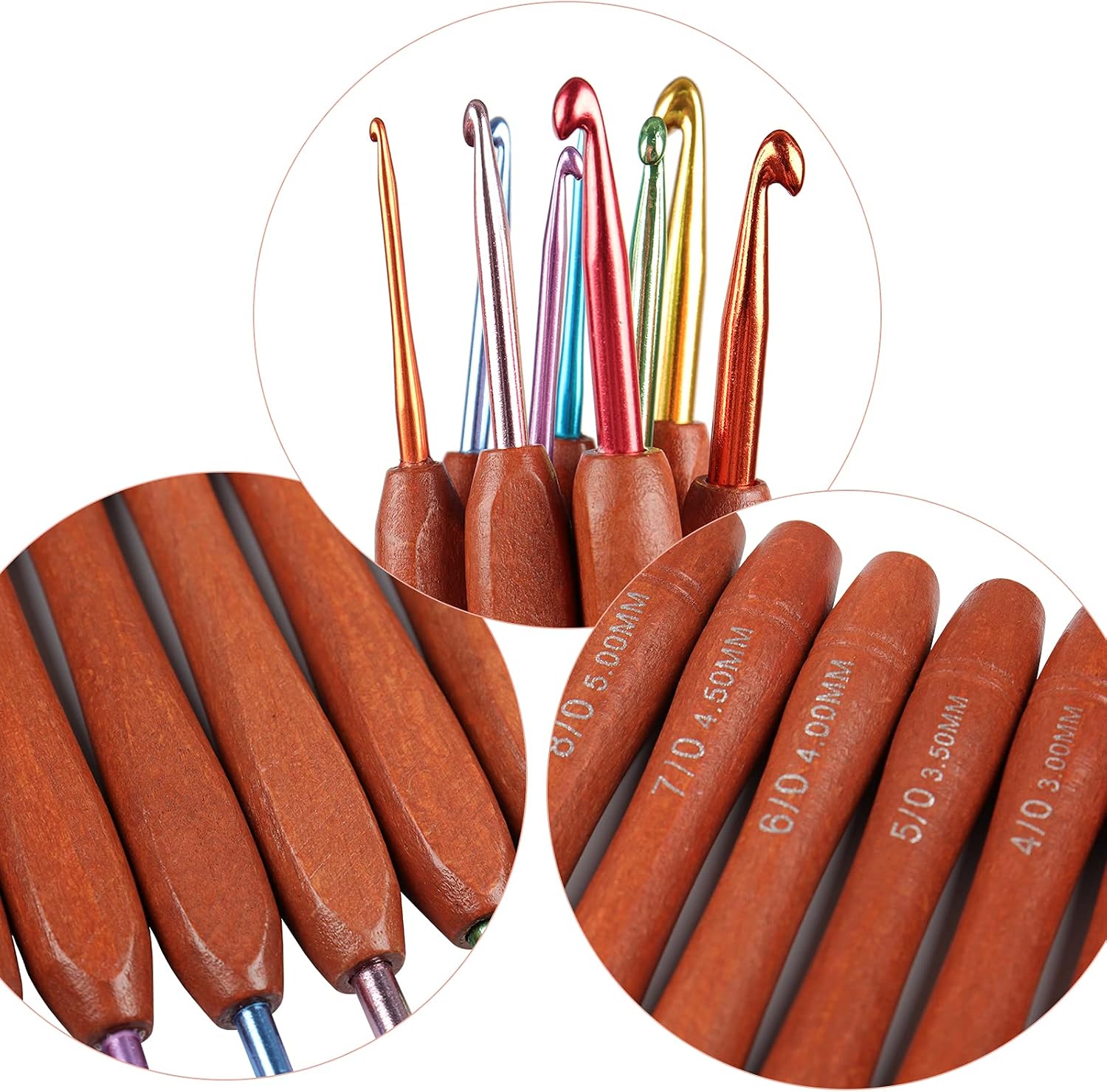 Coopay Crochet Needles, 9 Wooden Knitting Hooks 2 mm, 6 mm - Image 5