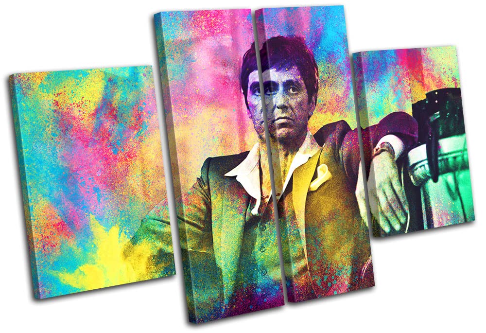 Bold Bloc DesignColourful Scarface Iconic Celebrities 280x180cm MULTI Canvas Art Print Box Framed Picture Wall Hanging - Hand Made In The UK - Framed And Ready To Hang 0021-0087(00B)-MP17-LO-D