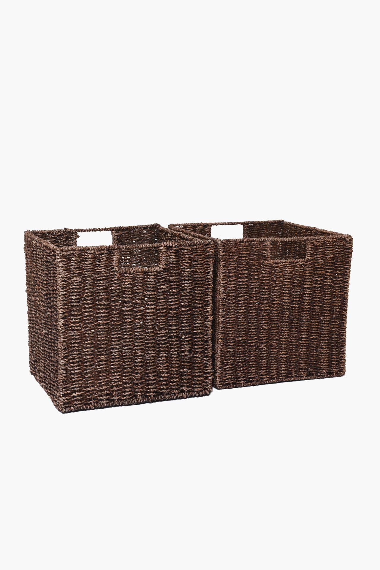 VIVANNO 2x Regalkorb Schrankkorb Seegras passend für Ikea Kallax - Braun