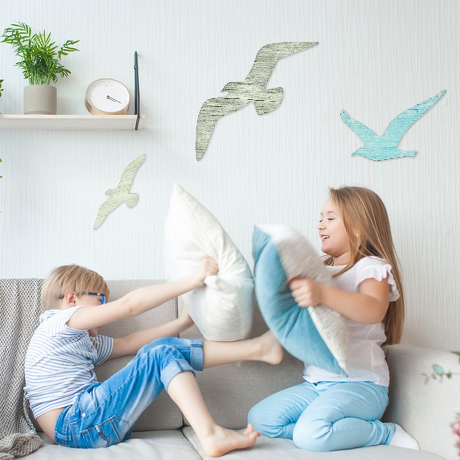 ANBOO Set 3 Decorazioni Da Parete In Legno Con Gabbiani – Stile Marittimo E Rustico Per Interni Ed Esterni - 3