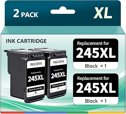 INSCMYK Cartucho de tinta de repuesto 245XL para Canon 245XL Cartucho de tinta negra PG-245XL para impresora Pixma MX490 MG2524 MG2525 MG2522 TR4527