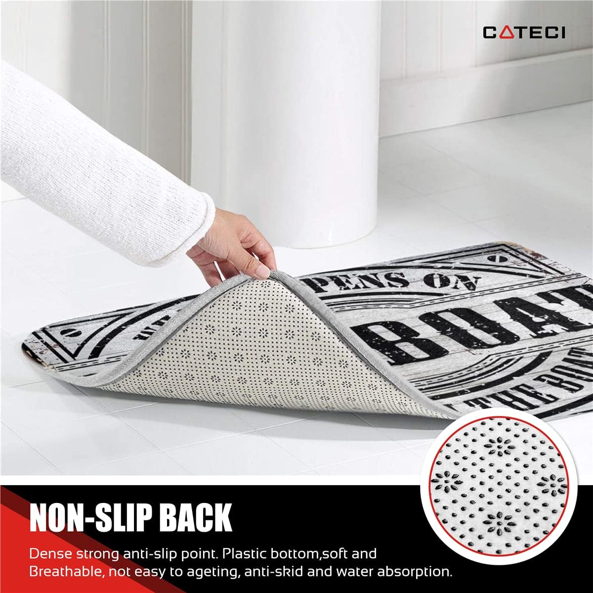 COTECI Funny Front Door Mat Welcome Mat What Happens On The Boat Stays On The Boat Floor Mat Rug Outdoor Front Door Bathroom Mats Indoor 36"x24"