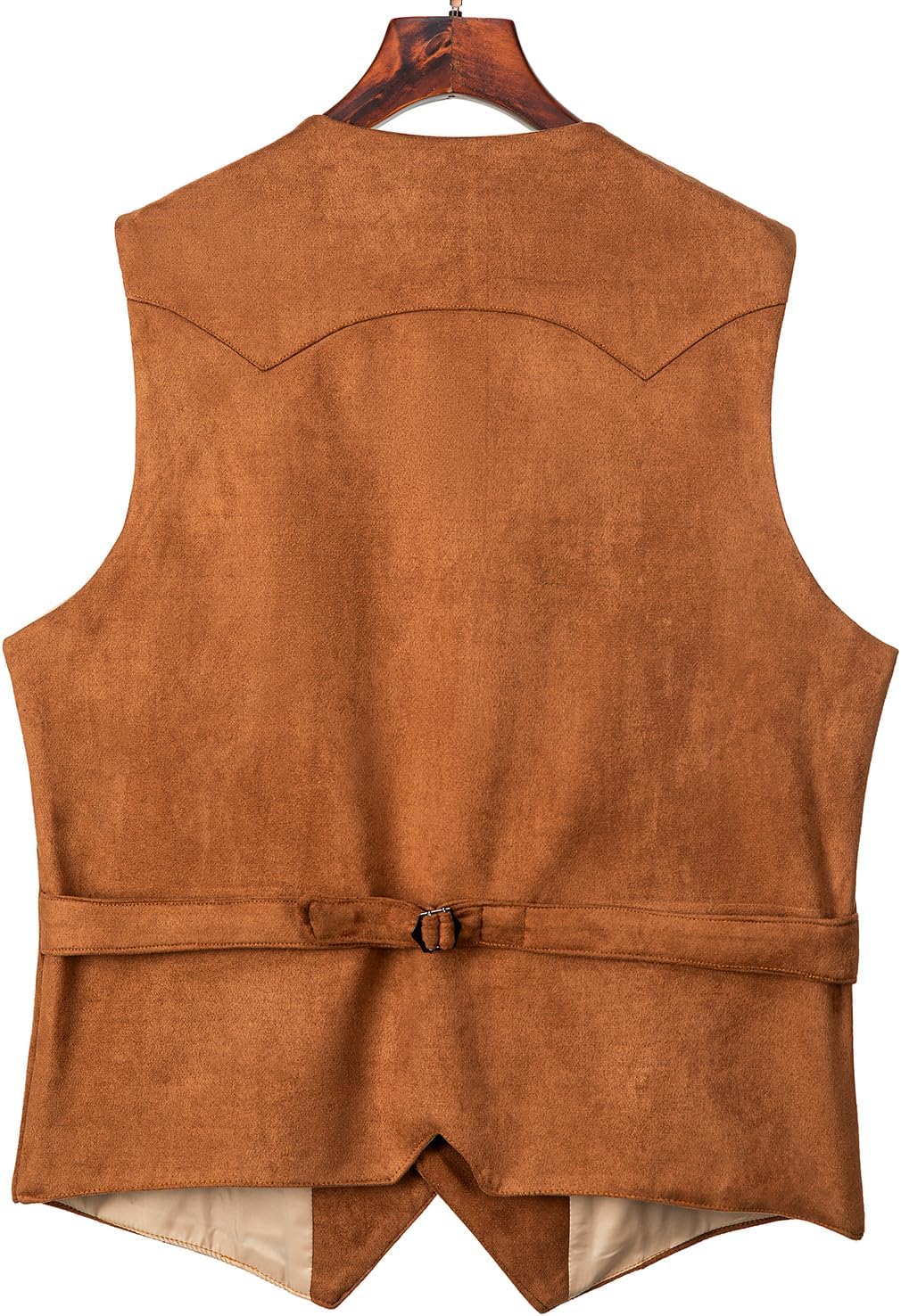 Men's Cowboy Suede Faux Leather Suit Vest Casual Western Cowhide Vest Vintage Slim Fit Waistcoat XL