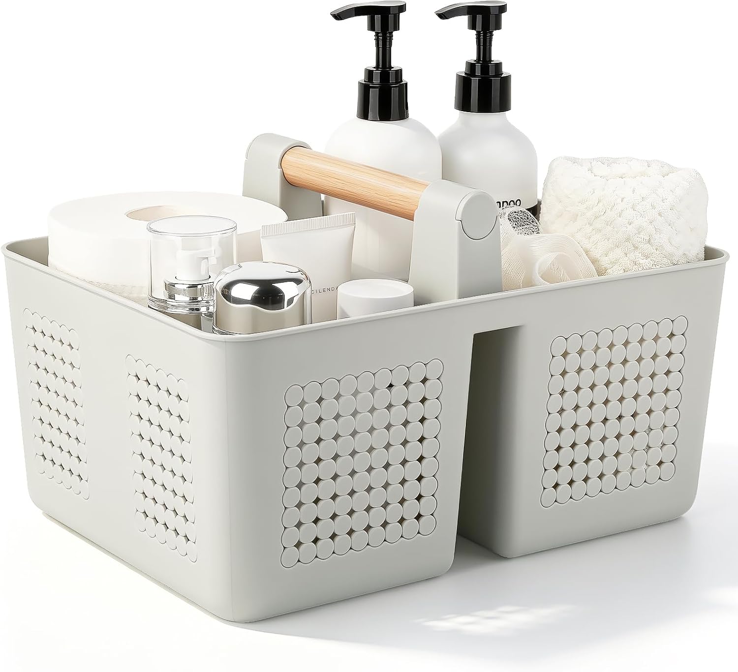 Portable Shower Caddy Basket Plastic Caddy Organizer with Handle Grey