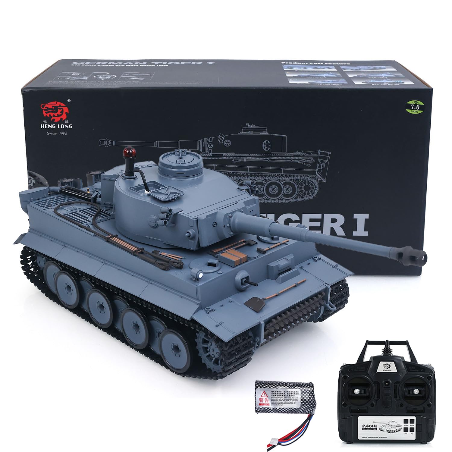 TOUCAN RC HOBBY 2.4Ghz Henglong 1/16 Escala 7.0 Plástico Ver German Tiger I RTR RC Tanque Modelo 3818