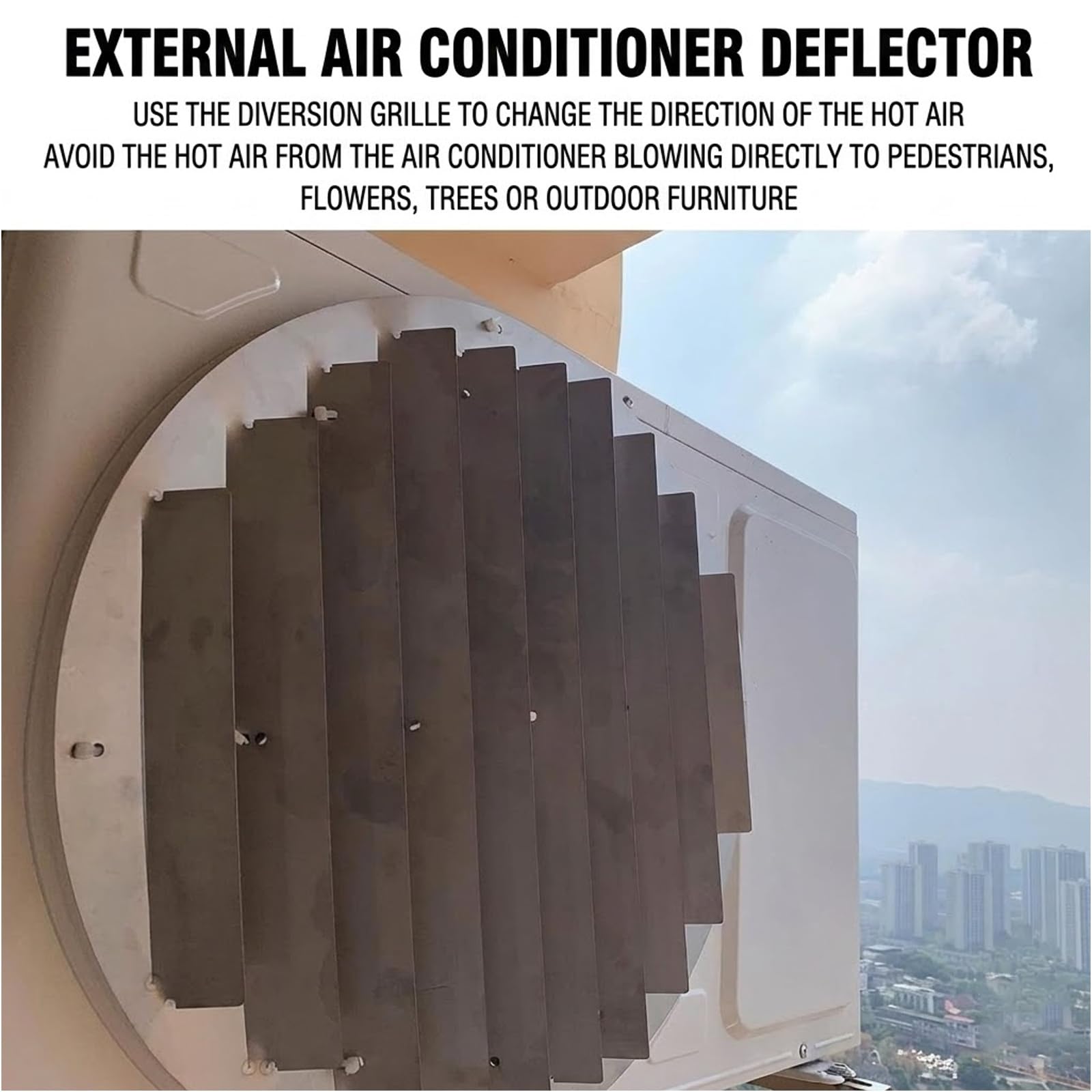 Deflector de Aire Acondicionado Exterior, Guía de Aire de Acero Inoxidable Redonda para Cambiar Dirección del Viento para Balcón y Jardín(Ø 58cm)
