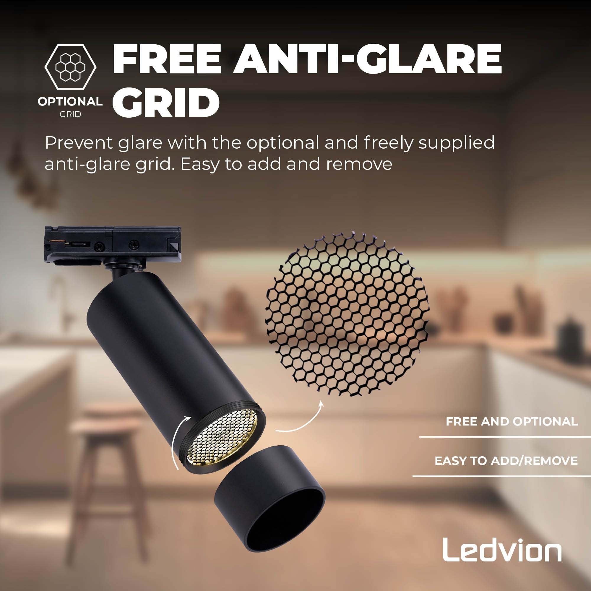 Ledvion - Sistema de rieles iluminacion, 1m, Carril Monofasico, 3W, Negro, 2700K, 4x Foco de techo Orientable GU10, Lampara techo, plafon led techo cocina, luces led, focos led interior techo