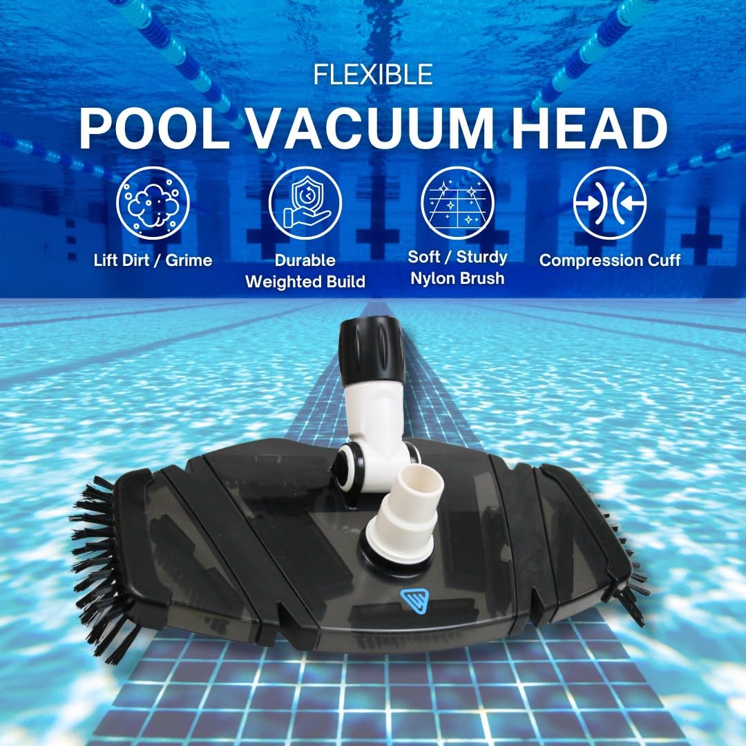 Wessel-Werk ClearWave – Tête d'aspiration professionnelle pour piscine avec poteau télescopique de 1,2 m à 2,7 m (tête d'aspiration rectangulaire pour piscine)