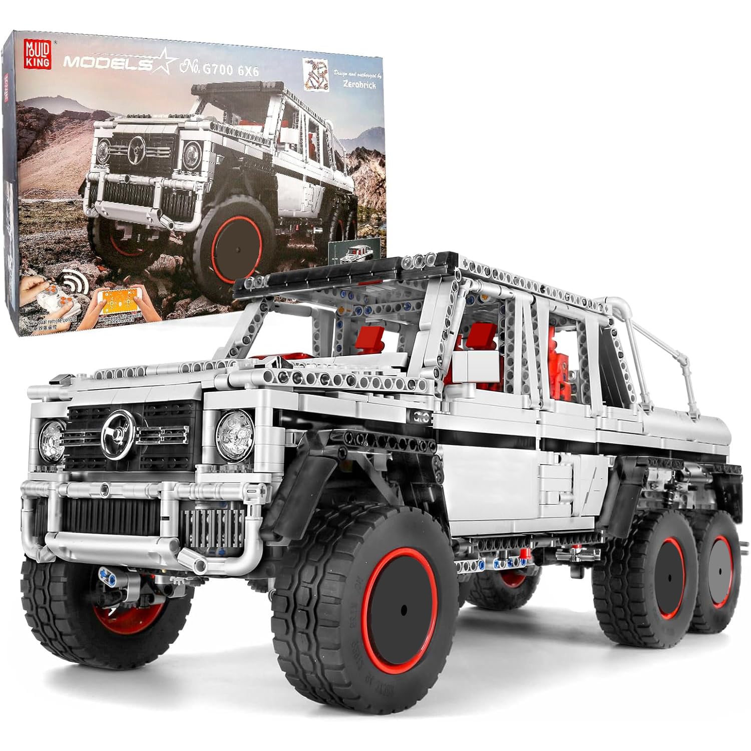 Mould King 13061 Off-Road Trucks Building Blocks Kit, 6x6 MOC Pick-up Model Vehicle with Motor/Remote Control, RC Car Toy for Kids/Adult Bricks Enthusiasts(3686 Pcs)