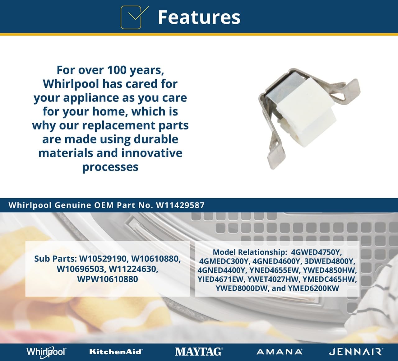 Whirlpool W10128087 Switch De La Puerta Para Secadora USA - Foto 7