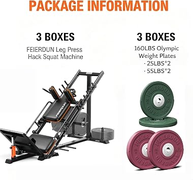 FEIERDUN 2-in-1 Leg Press Hack Squat Machine Combo, Home Gym Leg Equipment