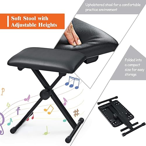 Miniatura 8 de Costzon Piano de teclado electrónico de 61 teclas con teclas iluminadas altavoces integrados grabadora 255 timbresritmos 3 modos de enseñanza Negro