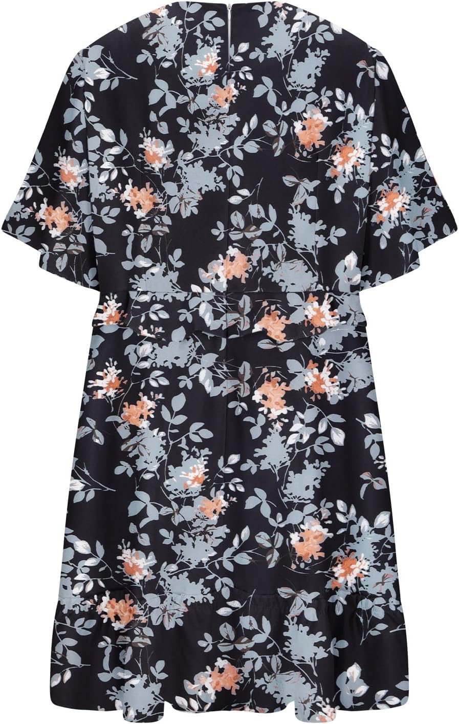 ABEWIP Women's Plus Size Summer Dresses Sundress Floral Wrap V Neck Short Sleeve Ruffle Hem A Line Short Dress