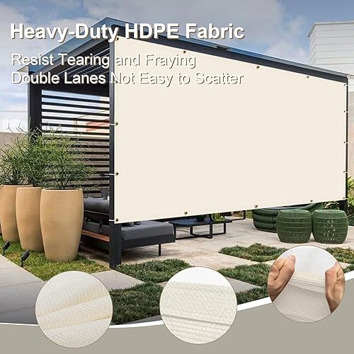 Miniatura 4 de LOVE STORY Parasol de tela para exteriores de 6 x 8 pies, con ojales, 95 % de protección UV para patio, color beige