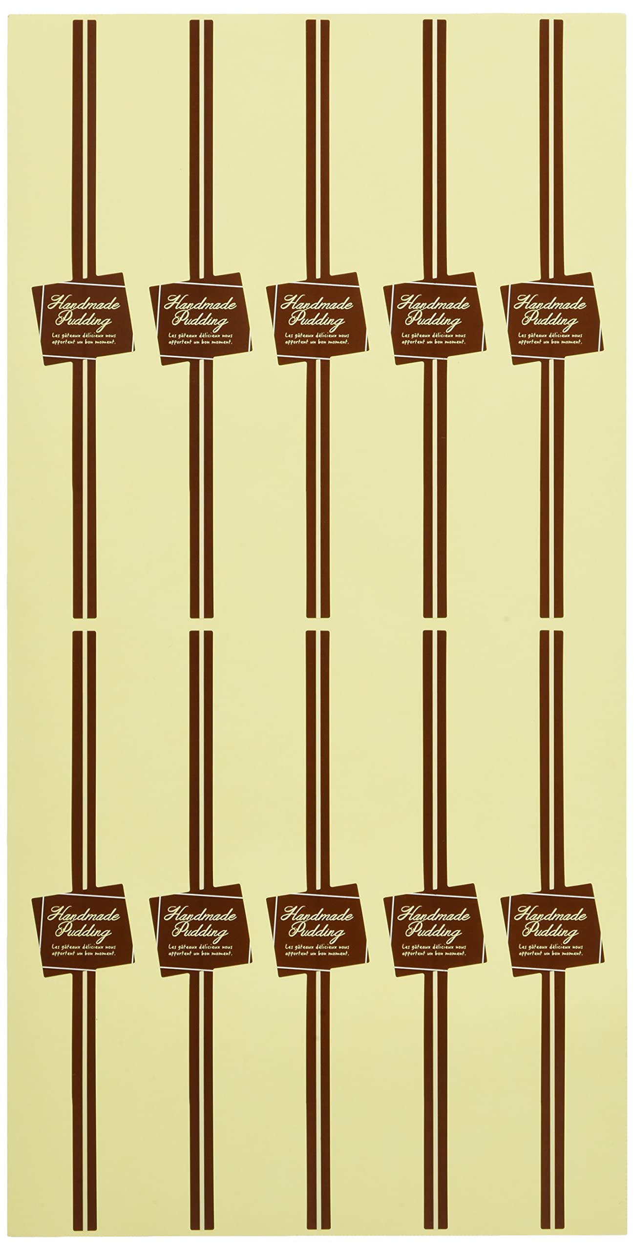 cotta 71659 Obi Stickers for Pudding, Square, Brown, Dark Brown, Cream, 1.1 x 6.3 inches (2.8 x 16 cm), Pack of 100