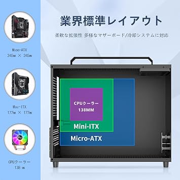 PC Case Middle Tower PC Case Transparent Tempered Glass Model Micro-ATX Black black MINI Type