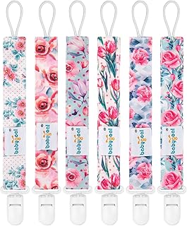 Babygoal Pacifier Clips, 6 Pack Pacifier Holder for Boys and Girls Fits Most Pacifier Styles &Teething Toys and Baby Gift 6PS16