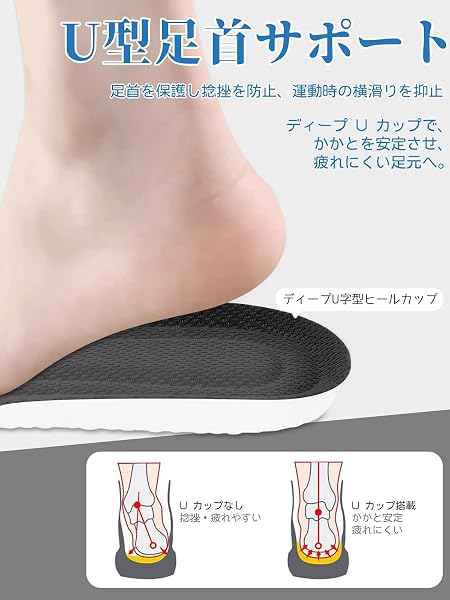 [Amazon限定ブランド] インソール スポーツ用 中敷き サポート 超軽量 中敷き ソフト クッション インソール ラテックス 立ち仕事 通気 サイズ調整可能 男女兼用 6サイズあり (ブラック + ホワイト, L (26-26.5cm)) - 3