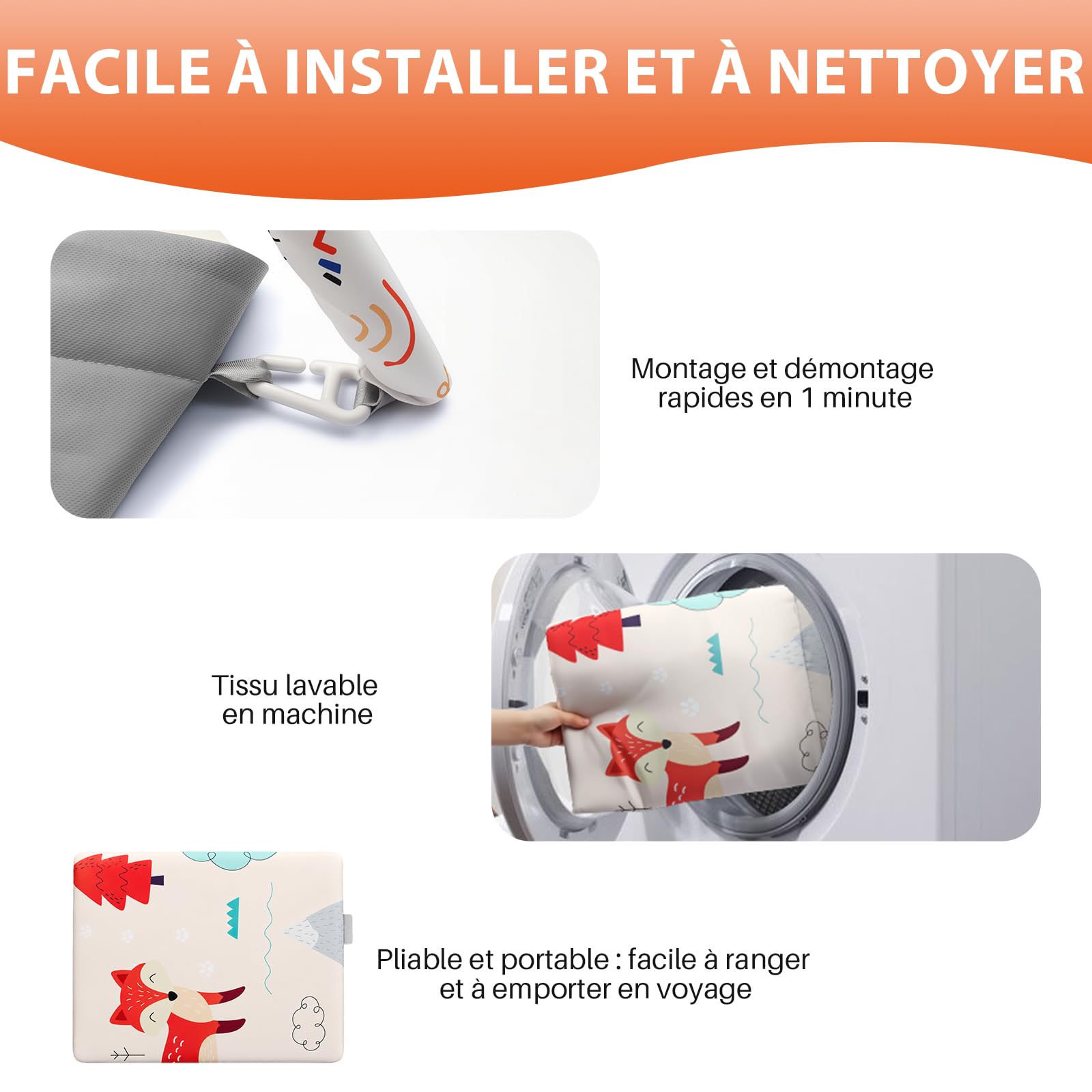 FUNYKICH Tapis D’Éveil pour Bébé Tapis de Jeu Multifonctionnel | Tapis d’éveil bébé avec jouets sensoriels renard,hochet,papier sonore,miroir et coussin ventral pour tummy time 0-18 mois