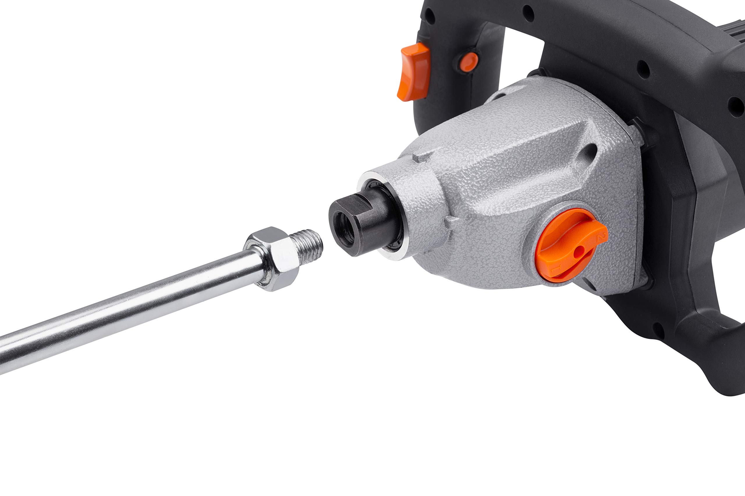Meister Rührwerk 1400 W, MRW1400-2B-M14 Aufnahme - 2-Gang-Getriebe - Softstart - Elektronische Drehzahlregulierung - Bis 120 L Mischgut / Handmischer für Farbe, Putz & Estrich / Mörtelrührer / 5451940