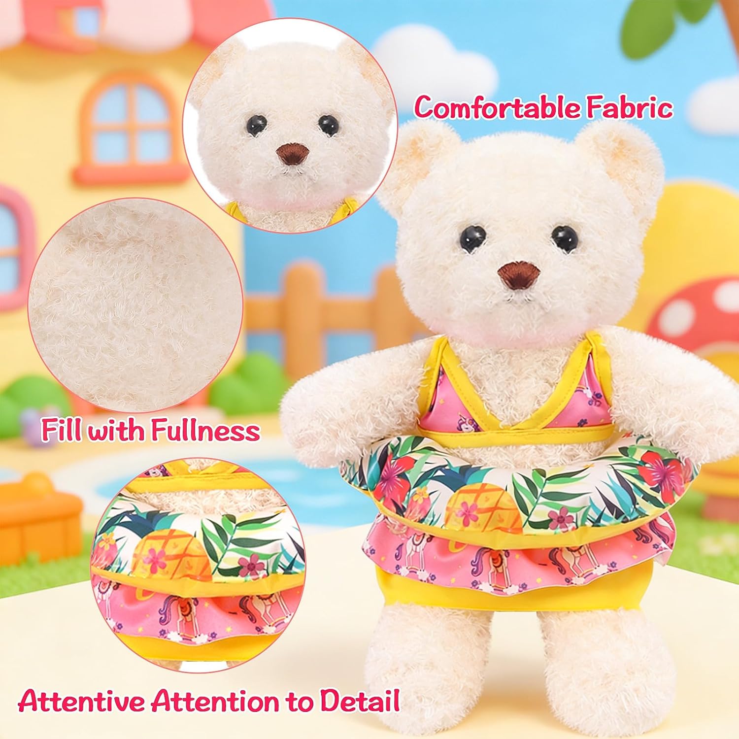 Bear Clothes with 1 Pcs Bear, Stuffed Animal Clothes Plush Doll Small Animal Garment Suit Dolls Accessories DIY Toy Gift