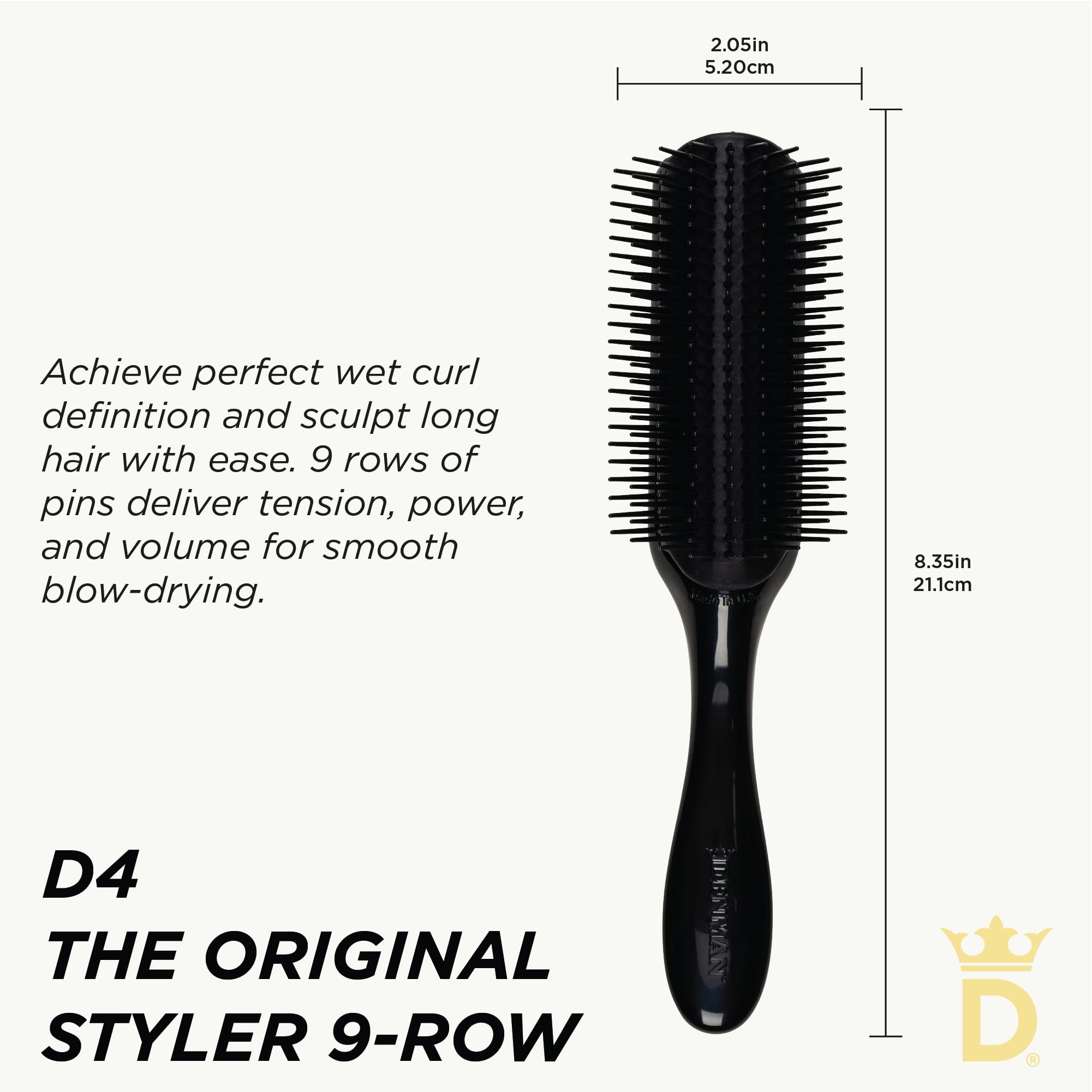 Denman D4 Curly Hair Brush 9 Row Styling Brush