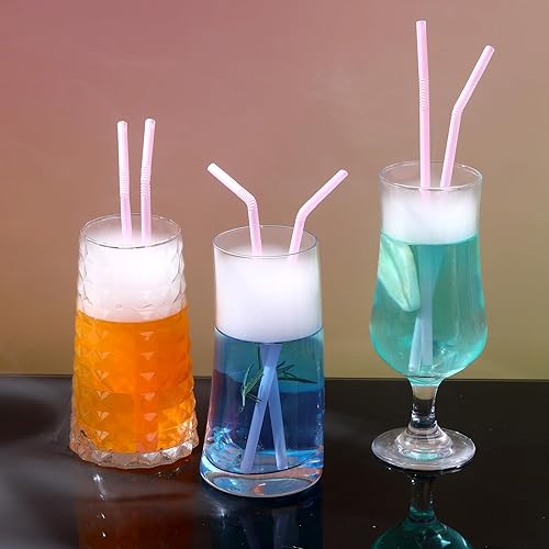 Miniatura 6 de YAOSHENG 200 popotes flexibles de 8.26 x 0.2 pulgadas, colores sólidos, pajitas flexibles desechables de plástico (rosa)