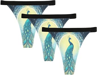 Peacock Tarot seamless Womens Panties Thong No Show V-waisted underwear for women tangas para mujer 3 pack S