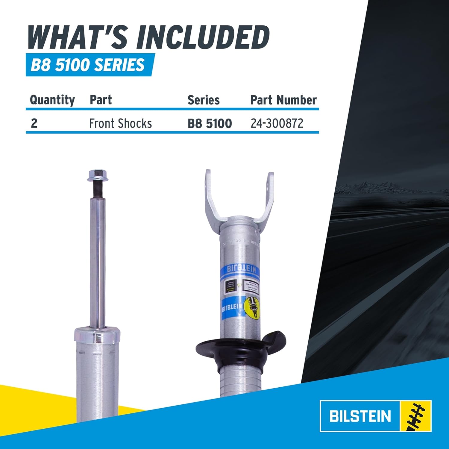 Bilstein Pair of Front B8 5100 Series Shocks Compatible with 2019-2024 RAM 1500 w/o Air Suspension Provides 0-2.6" Front Lift | Easy Installation | Smooth Performance